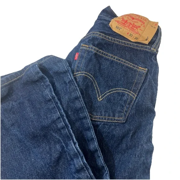 Vintage Levi's 501  Jeans 30x30 Dark Wash Button Fly 2003 - Picture 2 of 16